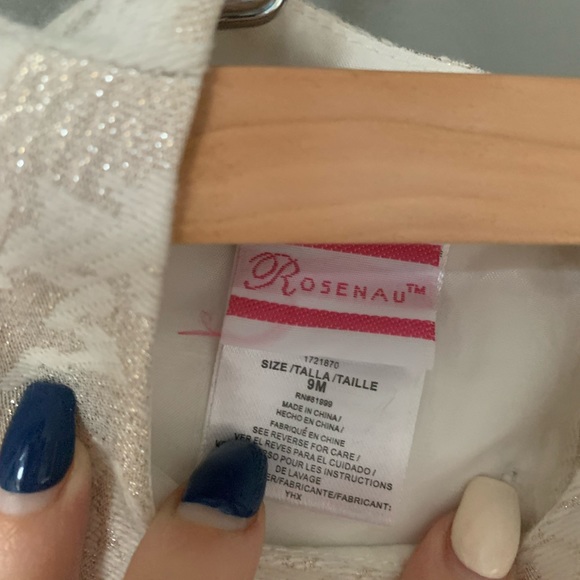 Baby Infant Formal Layered Off-white Beige Empire Waist Tule Dress - Picture 3 of 4